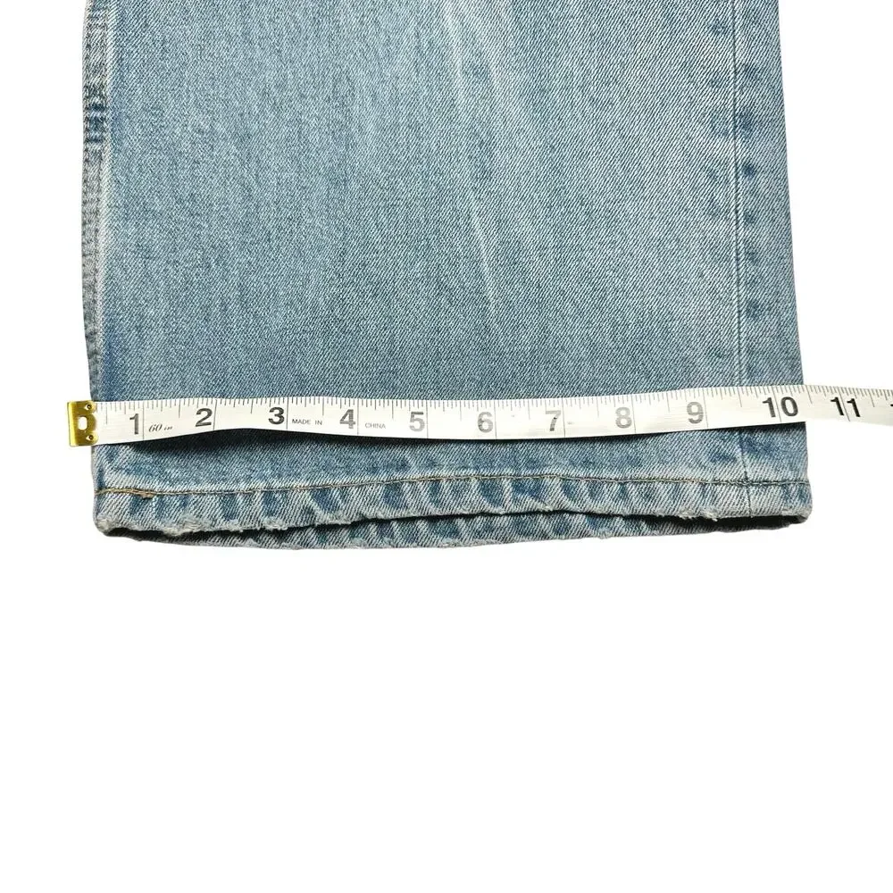 Zara | Women | Wide Leg Mid Rise Full Length Distressed Denim Jeans | Sz 12